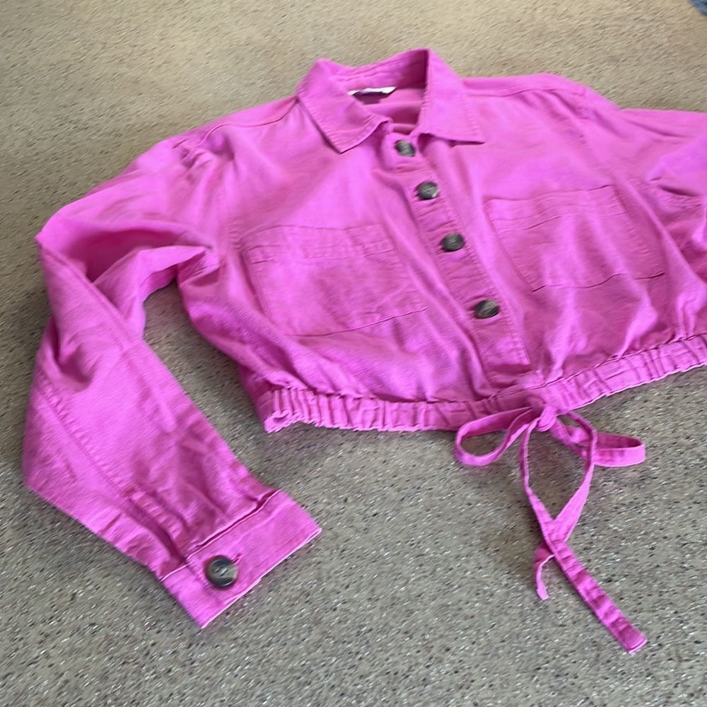 Barbiecore Bubblegum Pink Linen Blend Pullover Shirt / Shacket - Picture 5 of 16